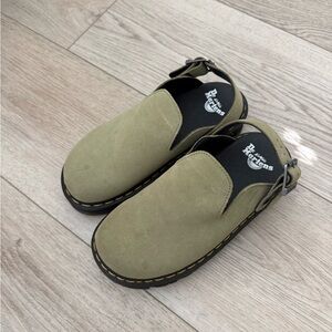 Dr. Martens Olive Suede Slingback Clogs